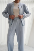 Luksusowy Komplet Damski Masełko Bluza Rozpinana + Spodnie Wide Leg Premium Soft Touch Elegancja & Komfort-BŁĘKIT